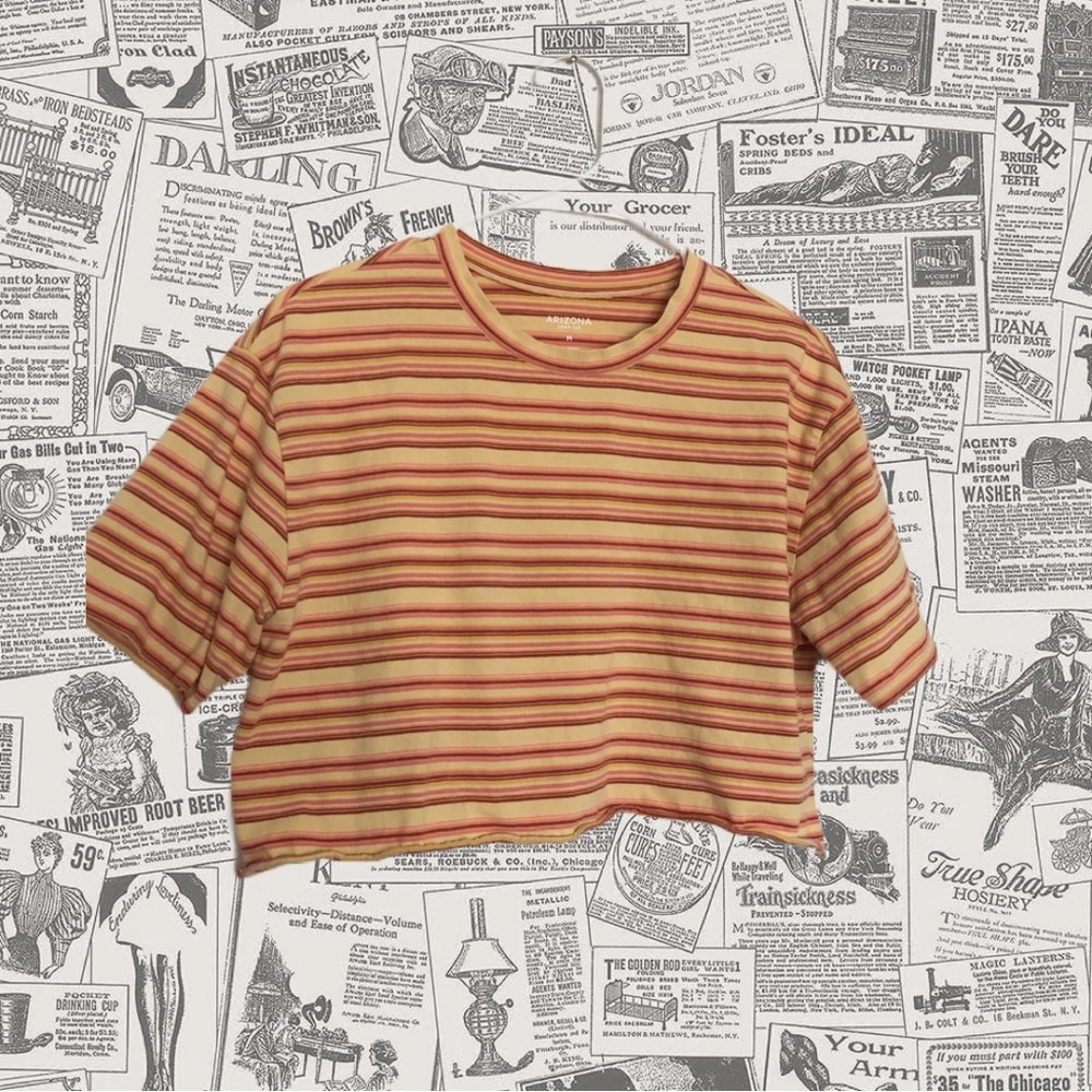 Arizona Striped Cropped TShirt, Size Medium